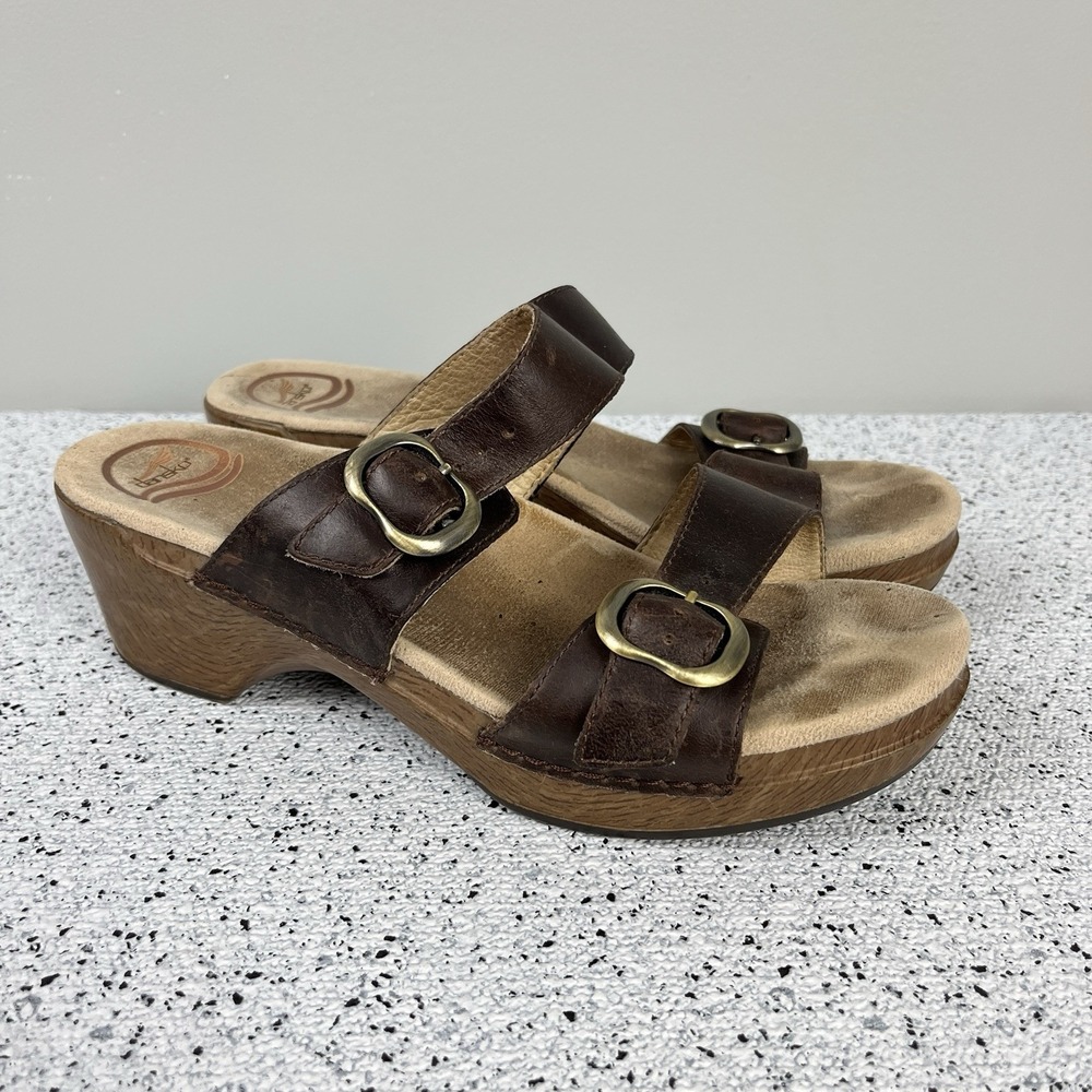 Dansko Sophie Sandals in Teak Vintage Brown Leather Womens 40 US‎ 9.5/10